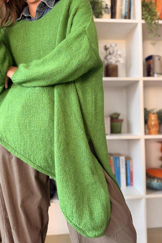  Big Softie Super Slant Knit Jumper Olive Zing /8=